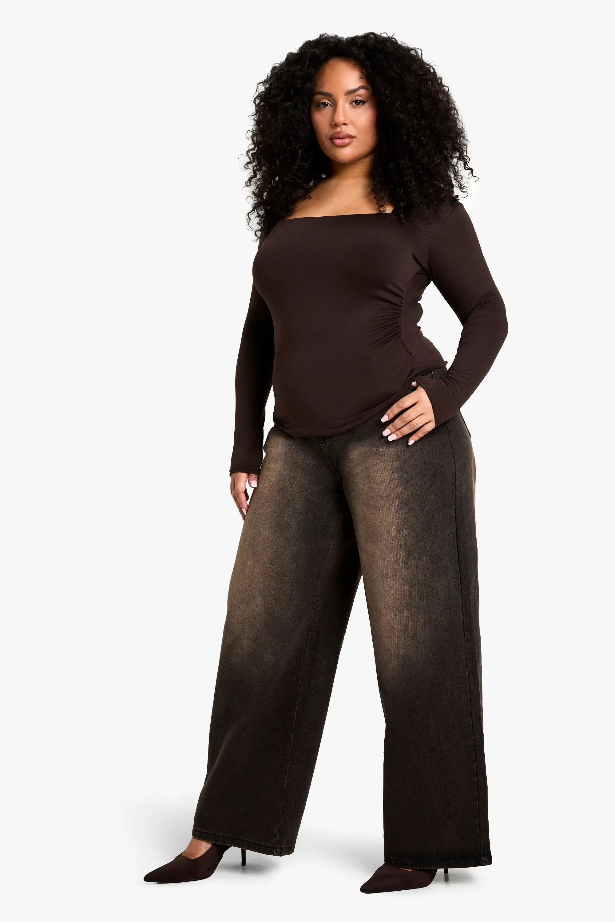 Plus Ruched Shoulder Top