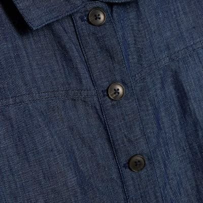 Blue Premium Linen Blend Denim Mini Dress