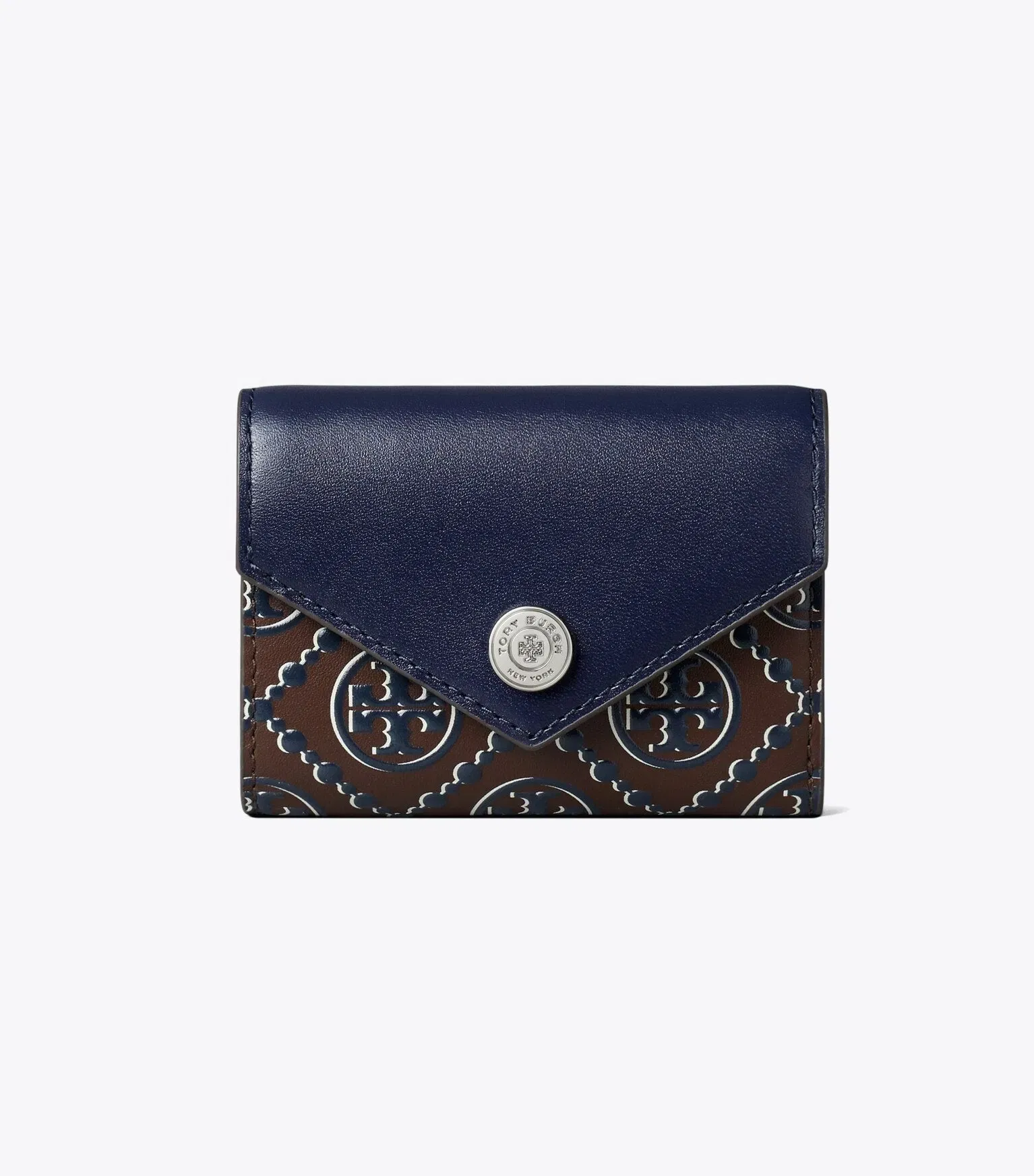 T Monogram Contrast Embossed Small Envelope Wallet