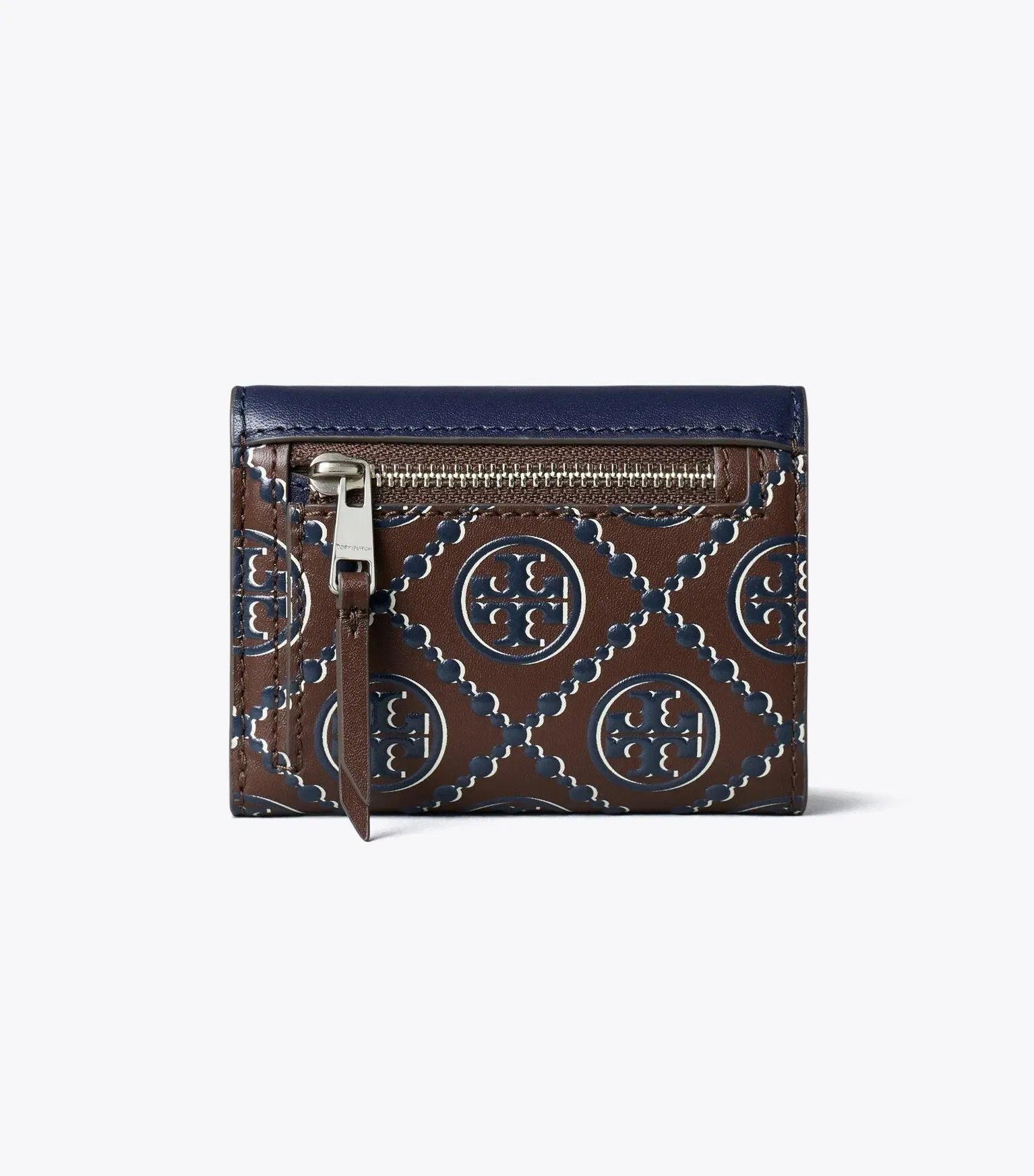 T Monogram Contrast Embossed Small Envelope Wallet