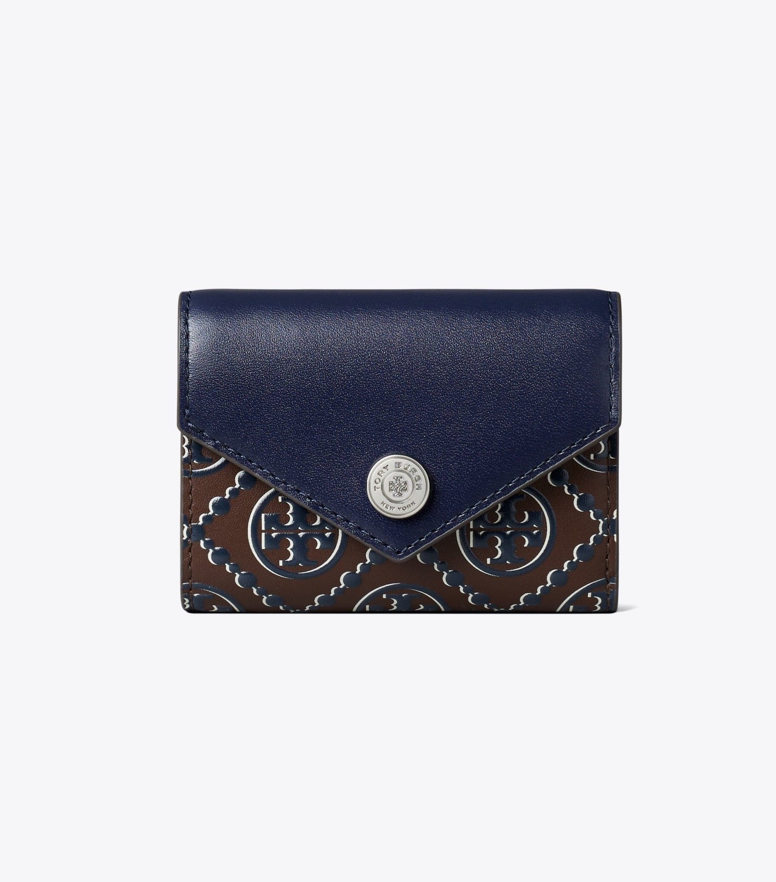 T Monogram Contrast Embossed Small Envelope Wallet