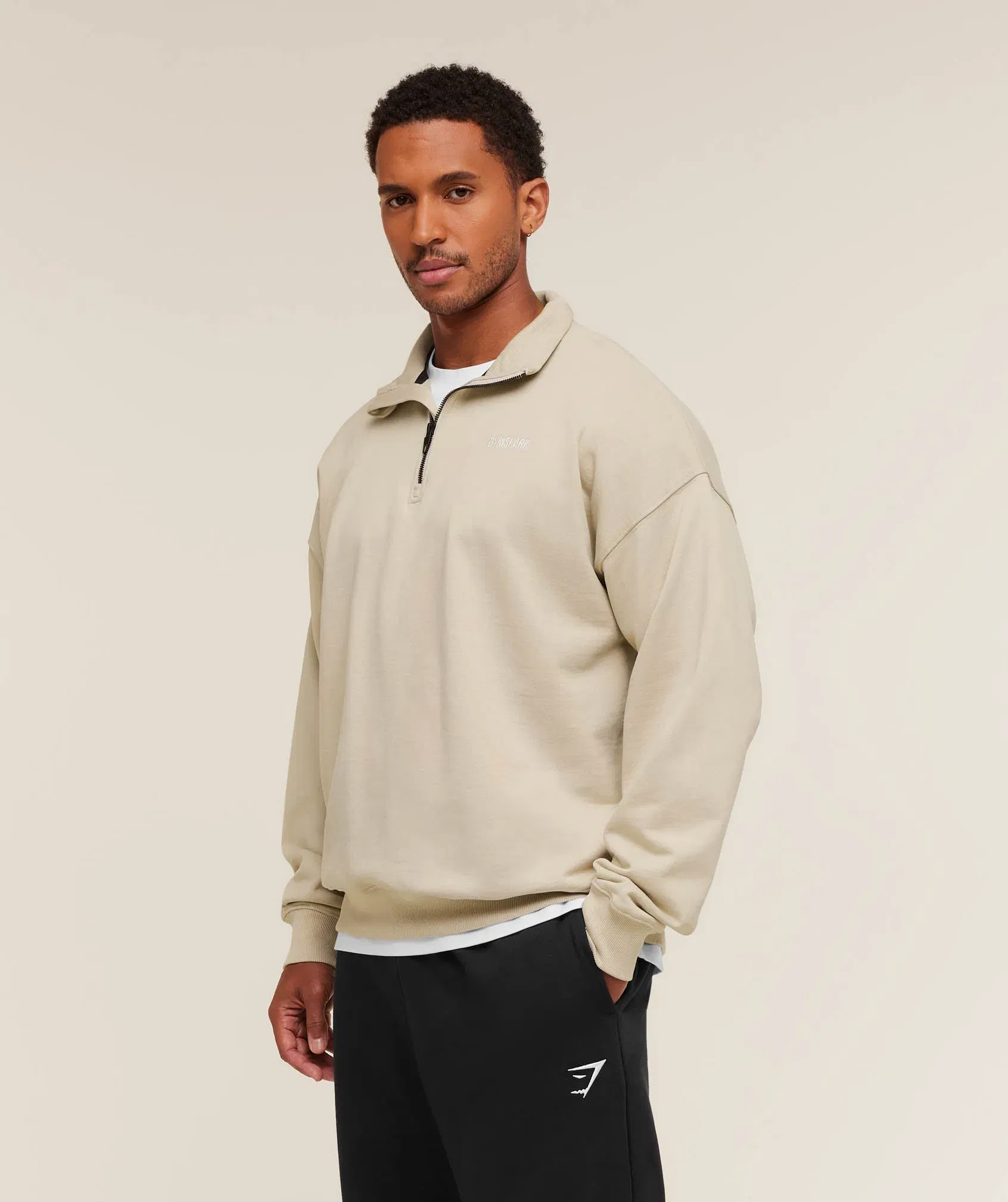 Gymshark Rest Day Sweats 1/4 Zip - Pebble Grey