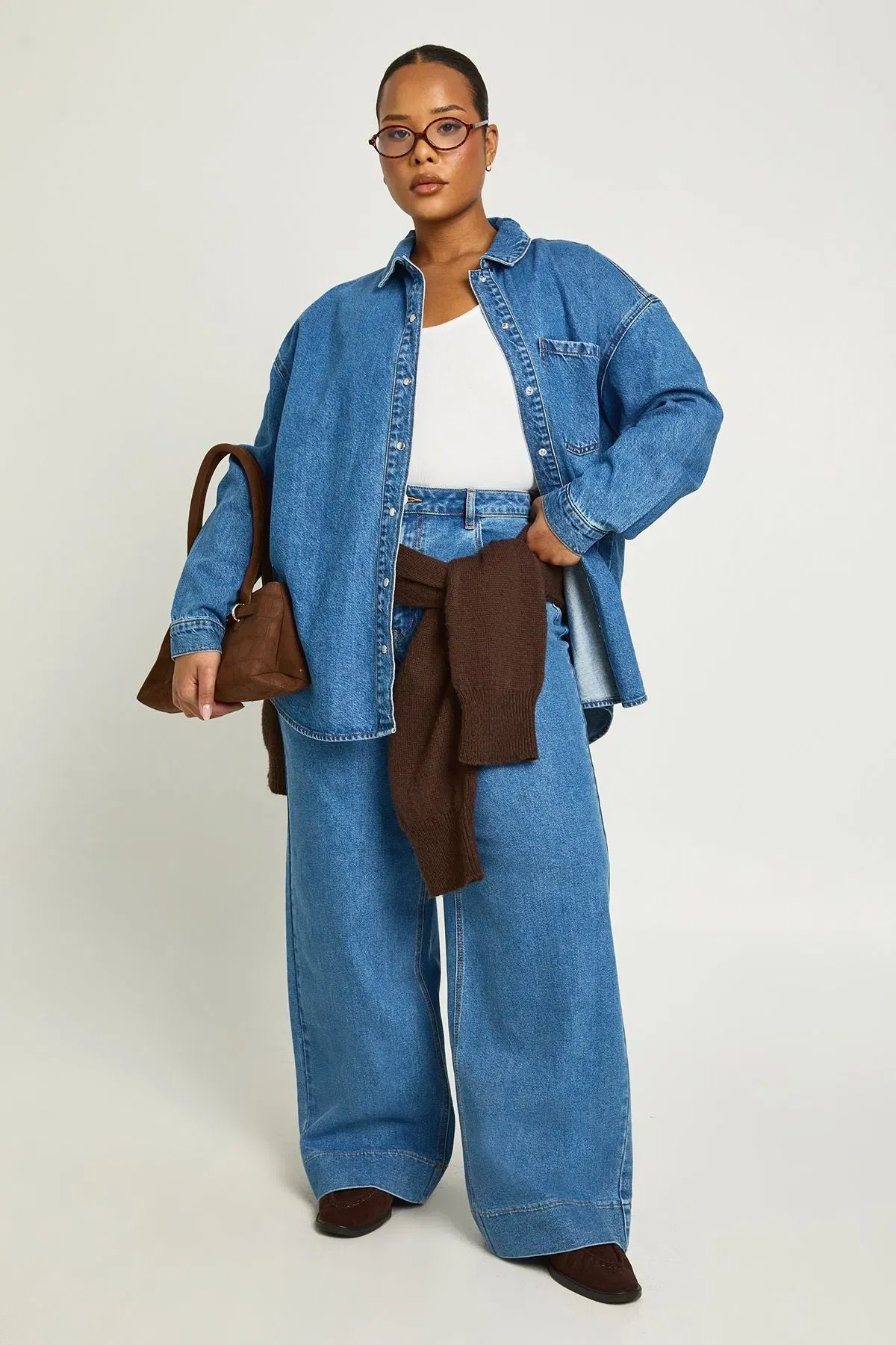 Plus Oversized Denim Shirt