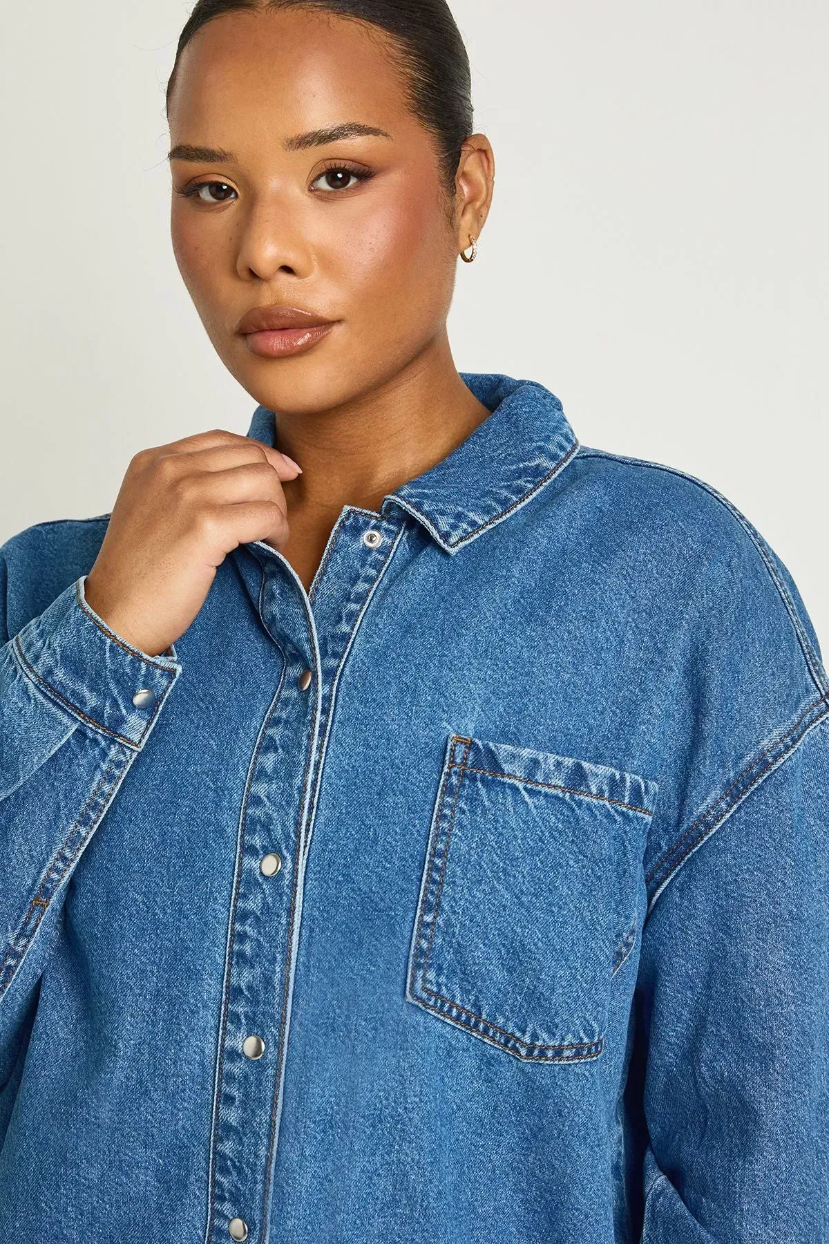 Plus Oversized Denim Shirt