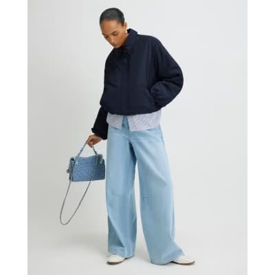 Navy Bubble Hem Jacket