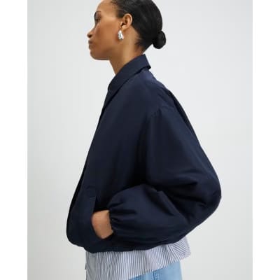 Navy Bubble Hem Jacket