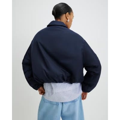 Navy Bubble Hem Jacket