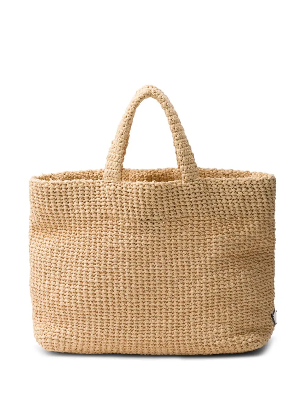 logo-embroidered crochet tote bag