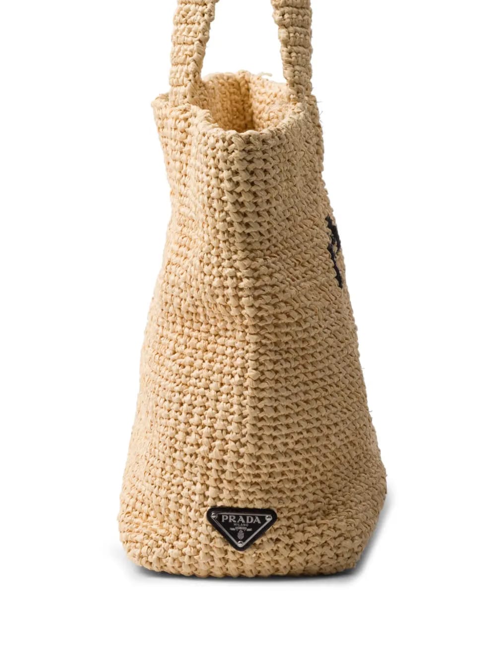 logo-embroidered crochet tote bag