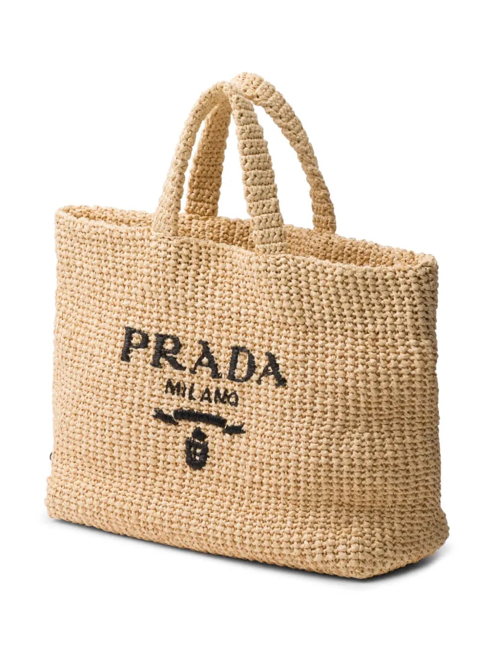 logo-embroidered crochet tote bag