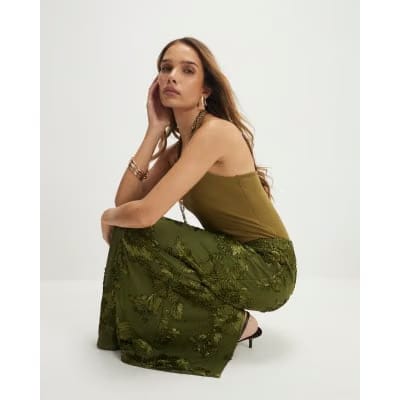 Khaki Cornelli Maxi Skirt