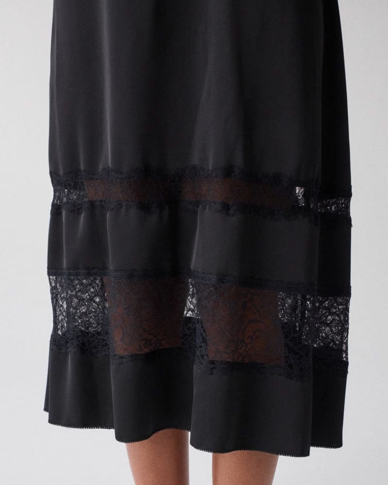 Lace Trim Satin Slip Dress