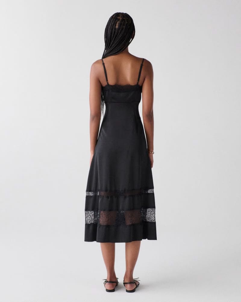 Lace Trim Satin Slip Dress