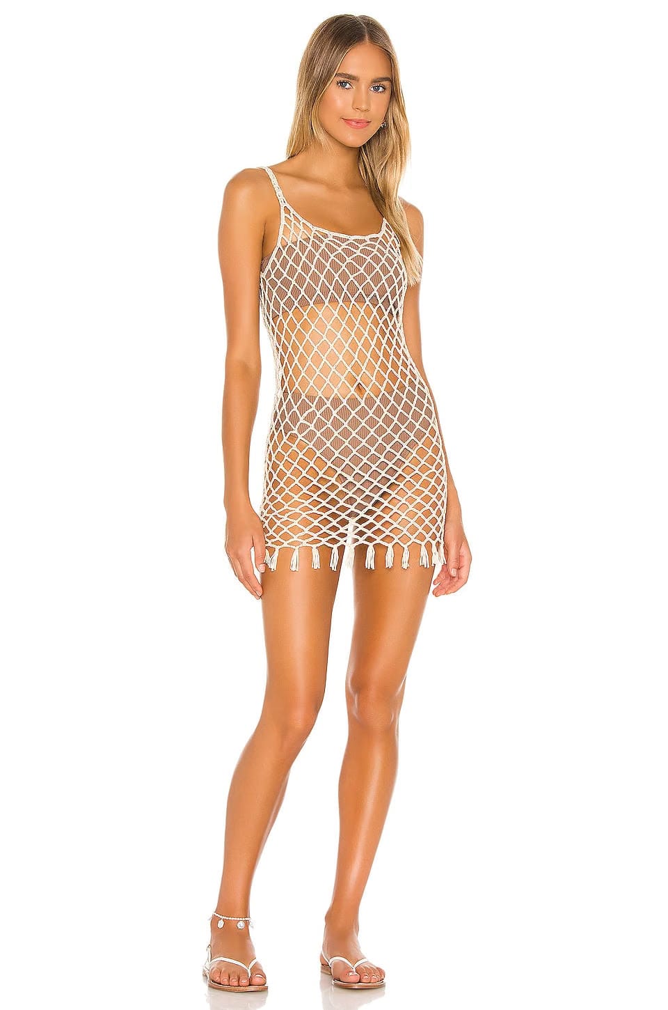 superdown Alana Open Knit Dress in Toast