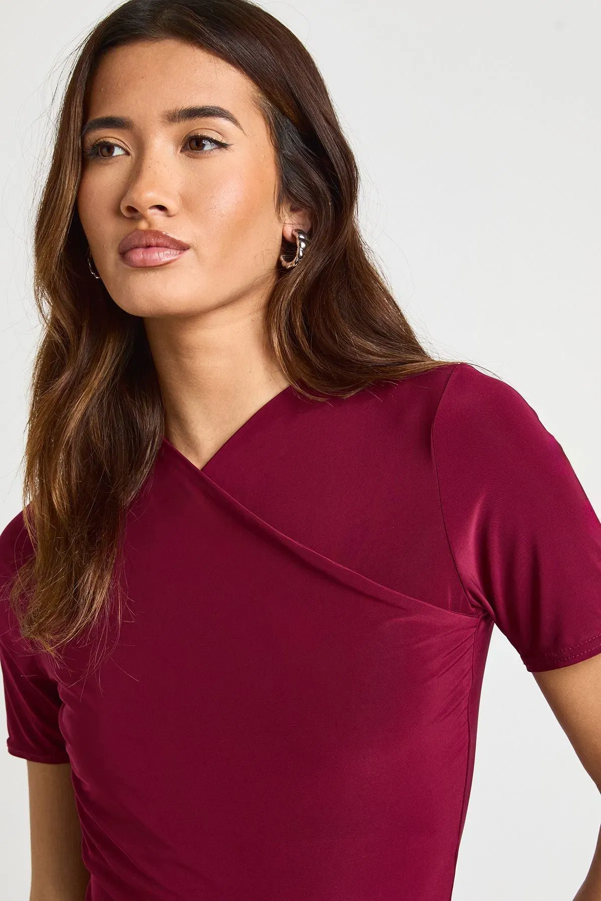 Wrap Front Matte Slinky Bodysuit