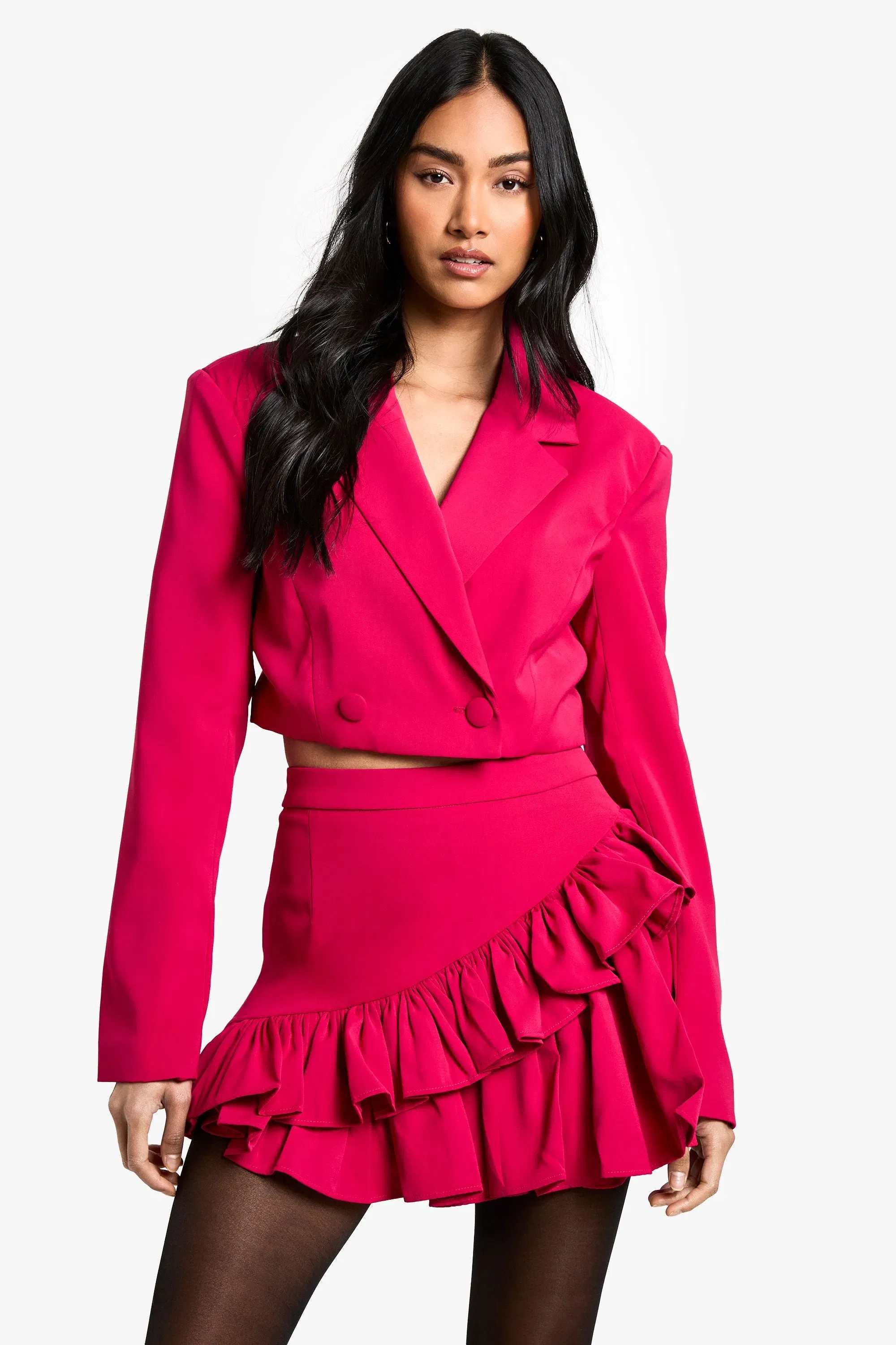 Double Ruffle High Thigh Mini Skirt