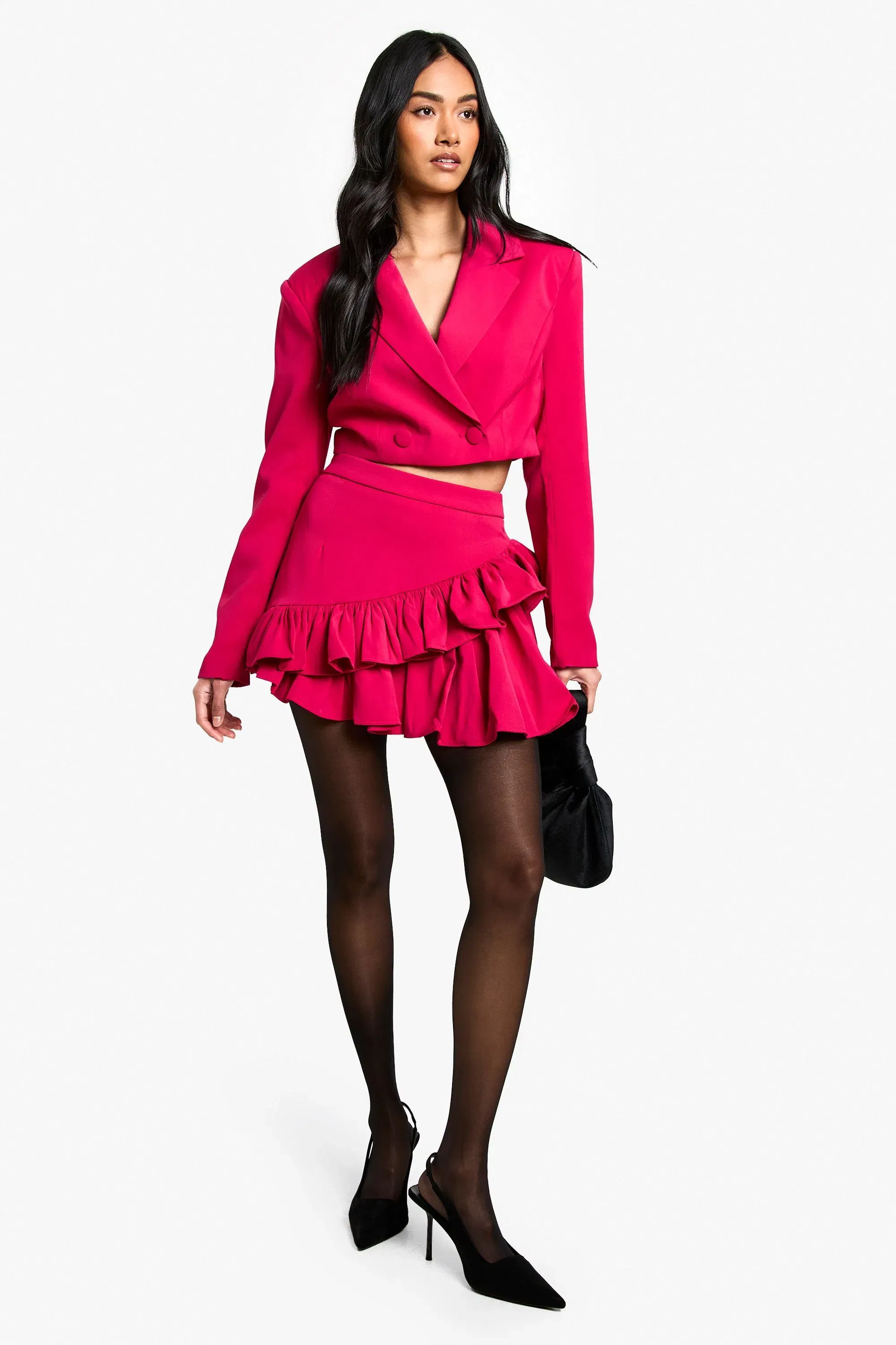 Double Ruffle High Thigh Mini Skirt