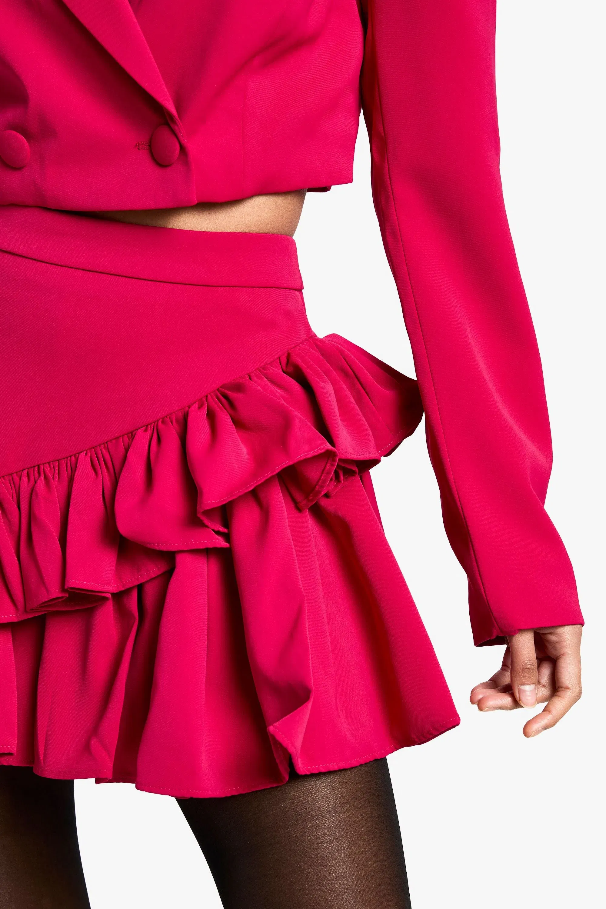 Double Ruffle High Thigh Mini Skirt