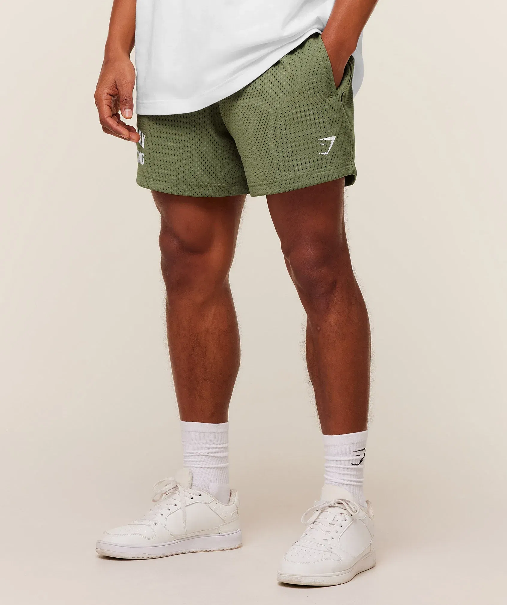 Gymshark Lifting Mesh 5" Shorts - GS Grounded Green