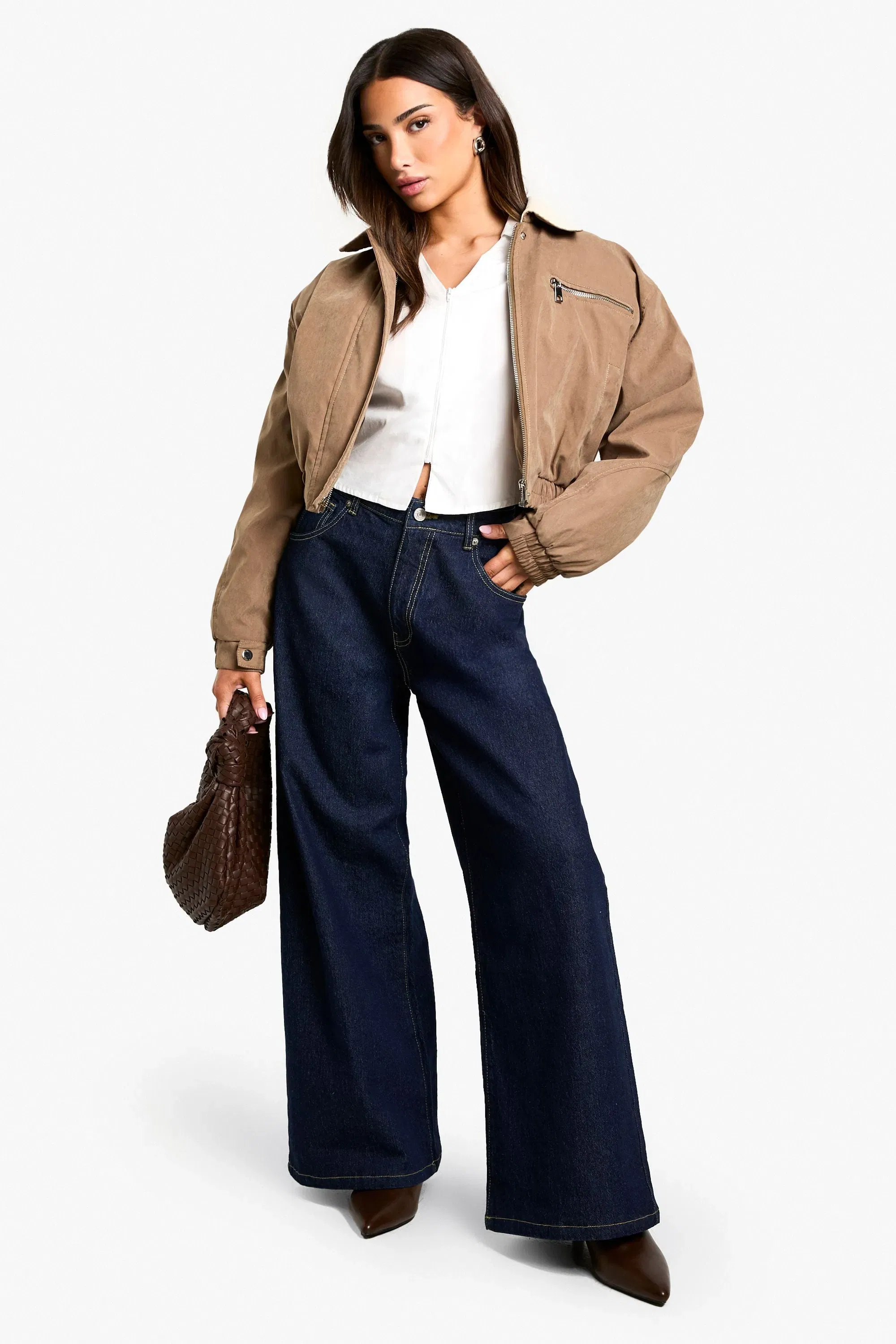 Petite Fitted Zip Front Shirt