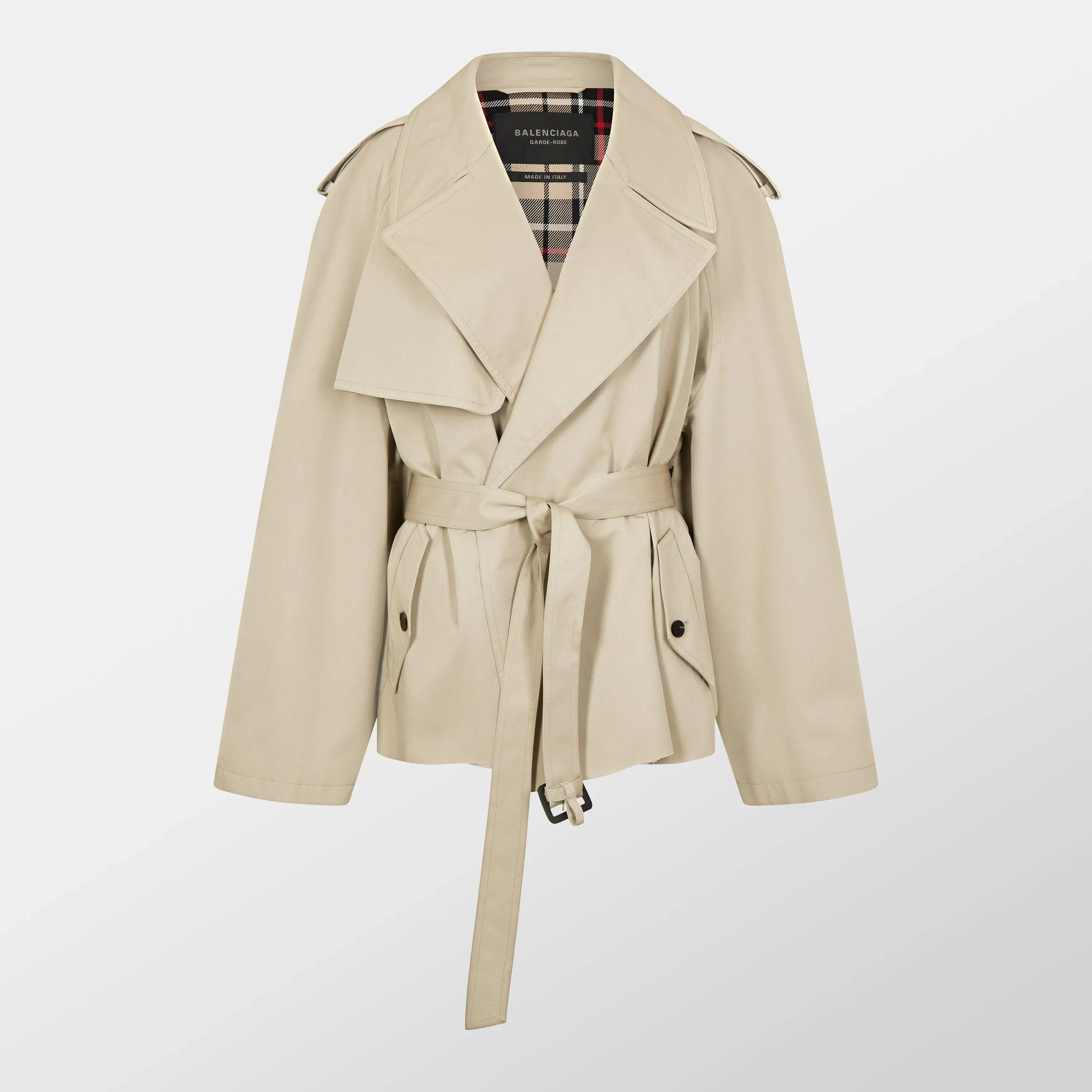Short Cotton Long Sleeve Trench Coat