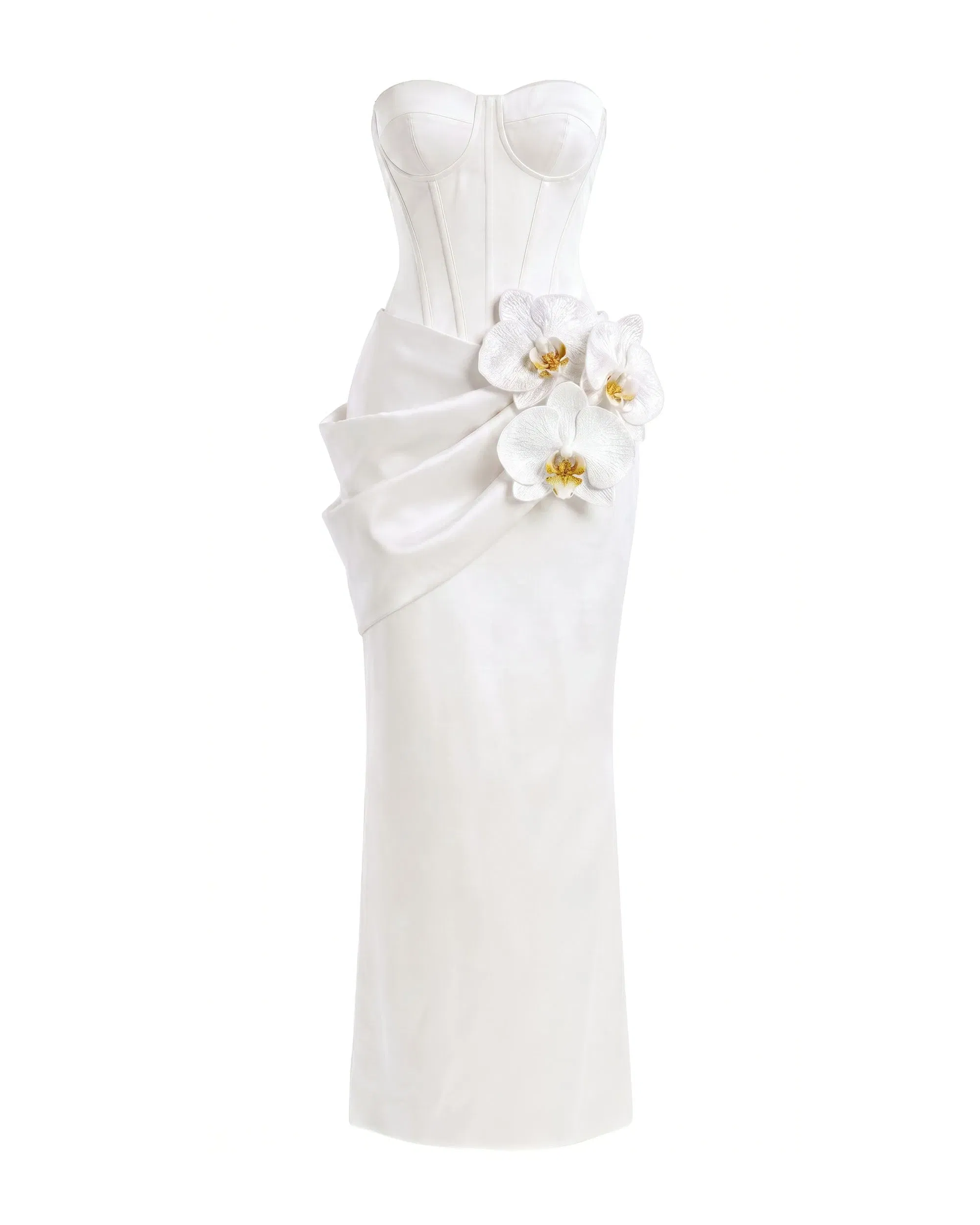 Orchid Embellished Corset Maxi Dress - White