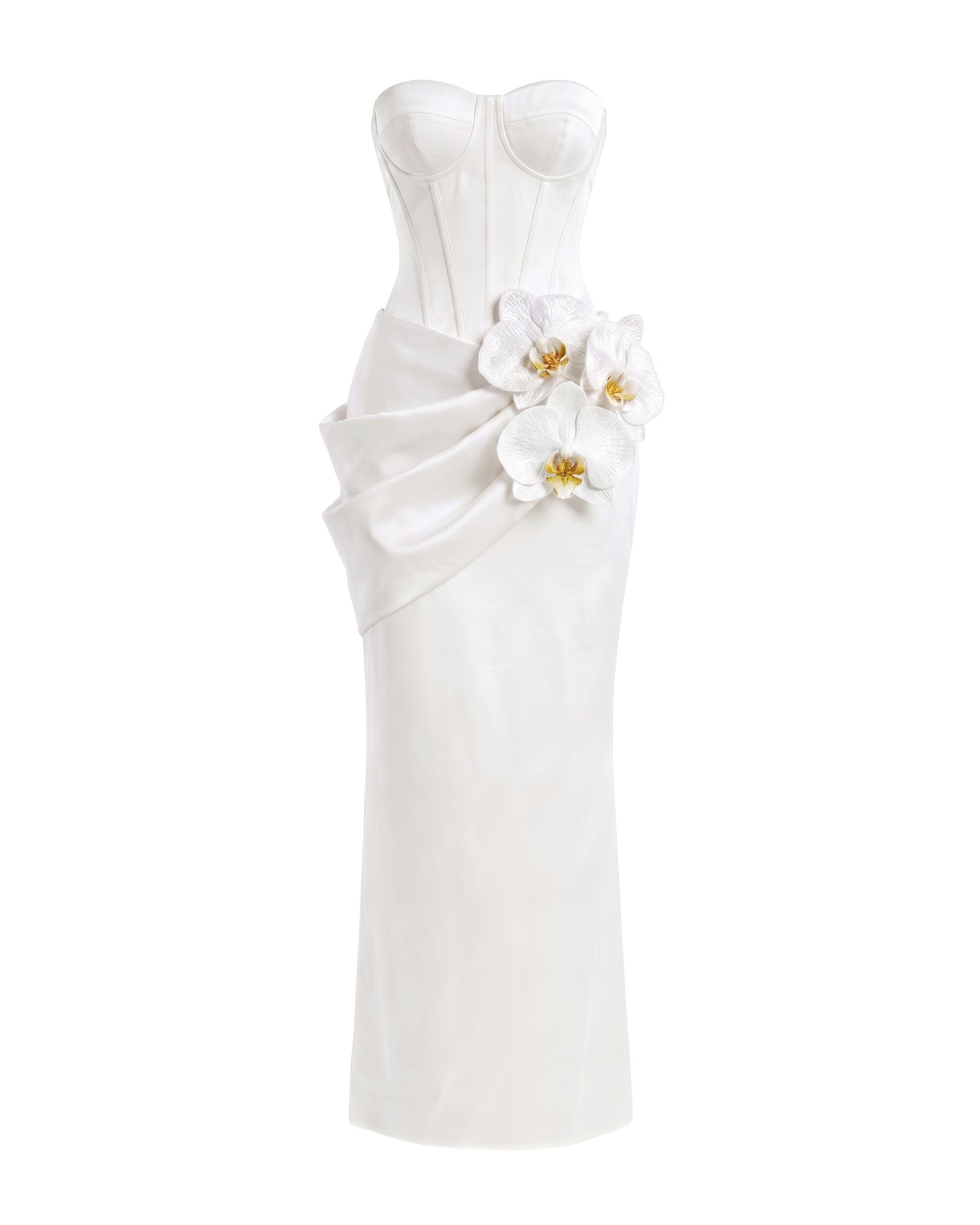Orchid Embellished Corset Maxi Dress - White