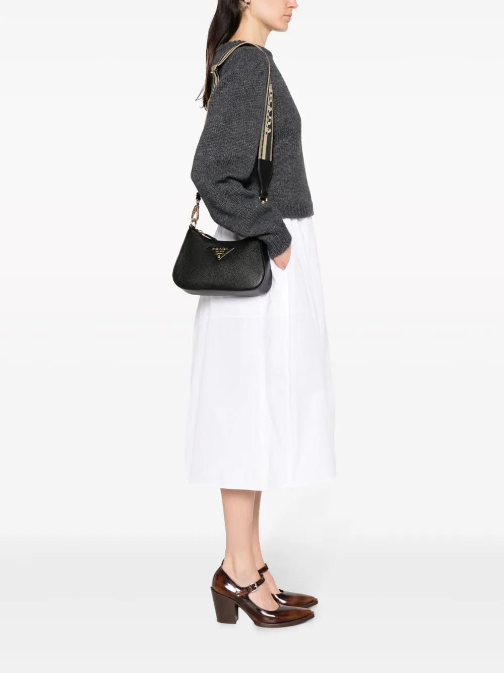 enamel-triangle logo shoulder bag