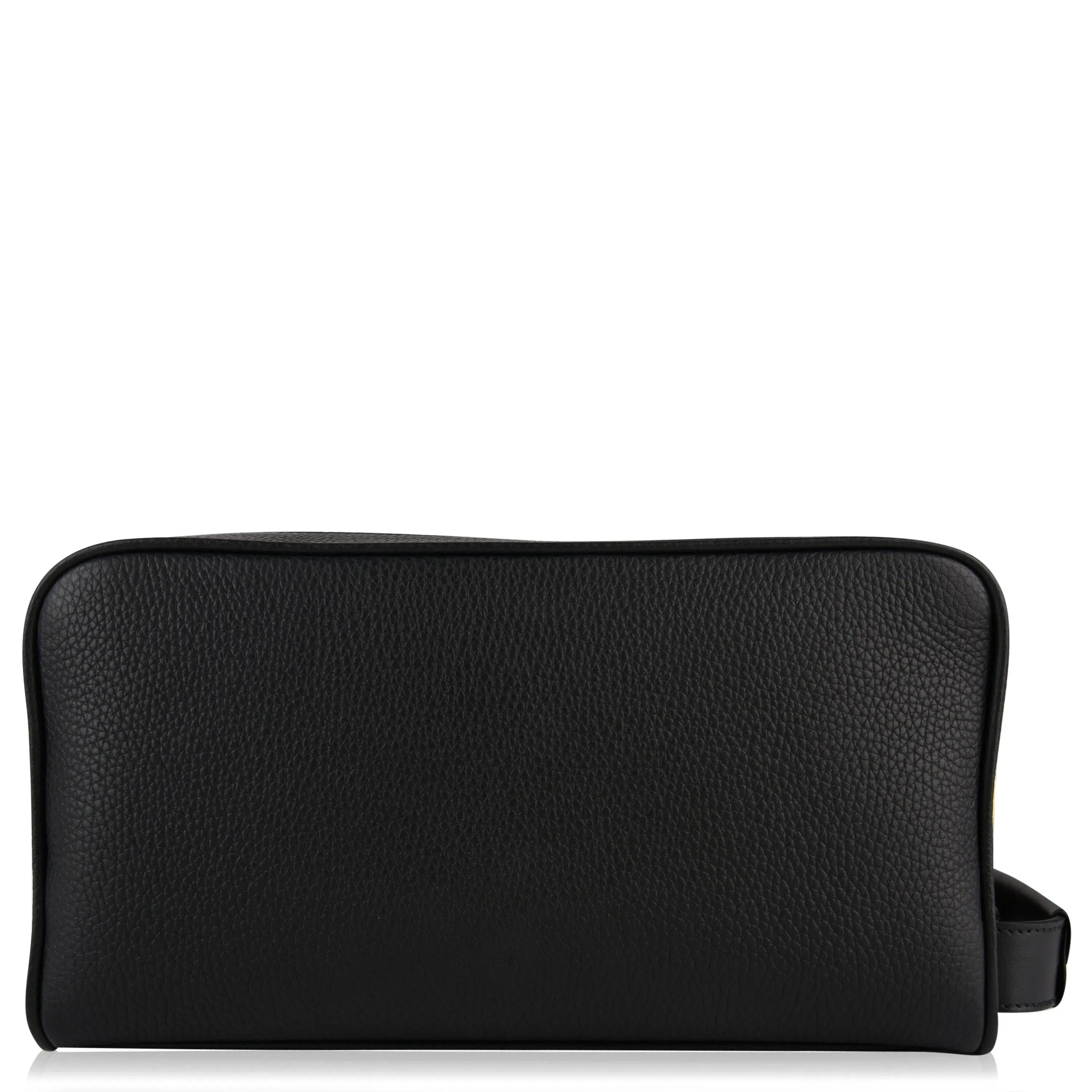 Grain Leather Double Zip Wash Bag