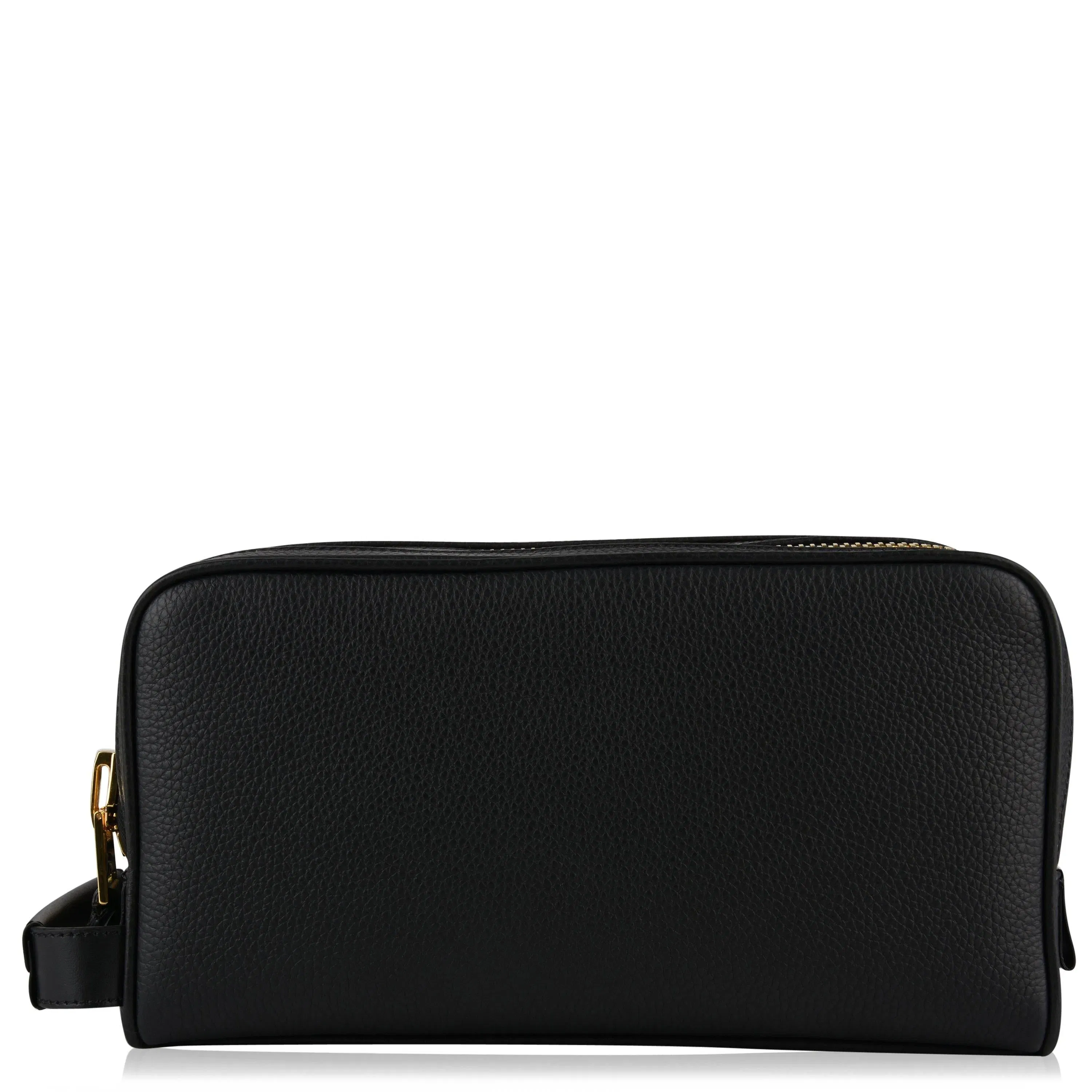 Grain Leather Double Zip Wash Bag