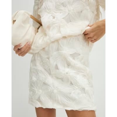 Cream Floral 3D Mini Skirt