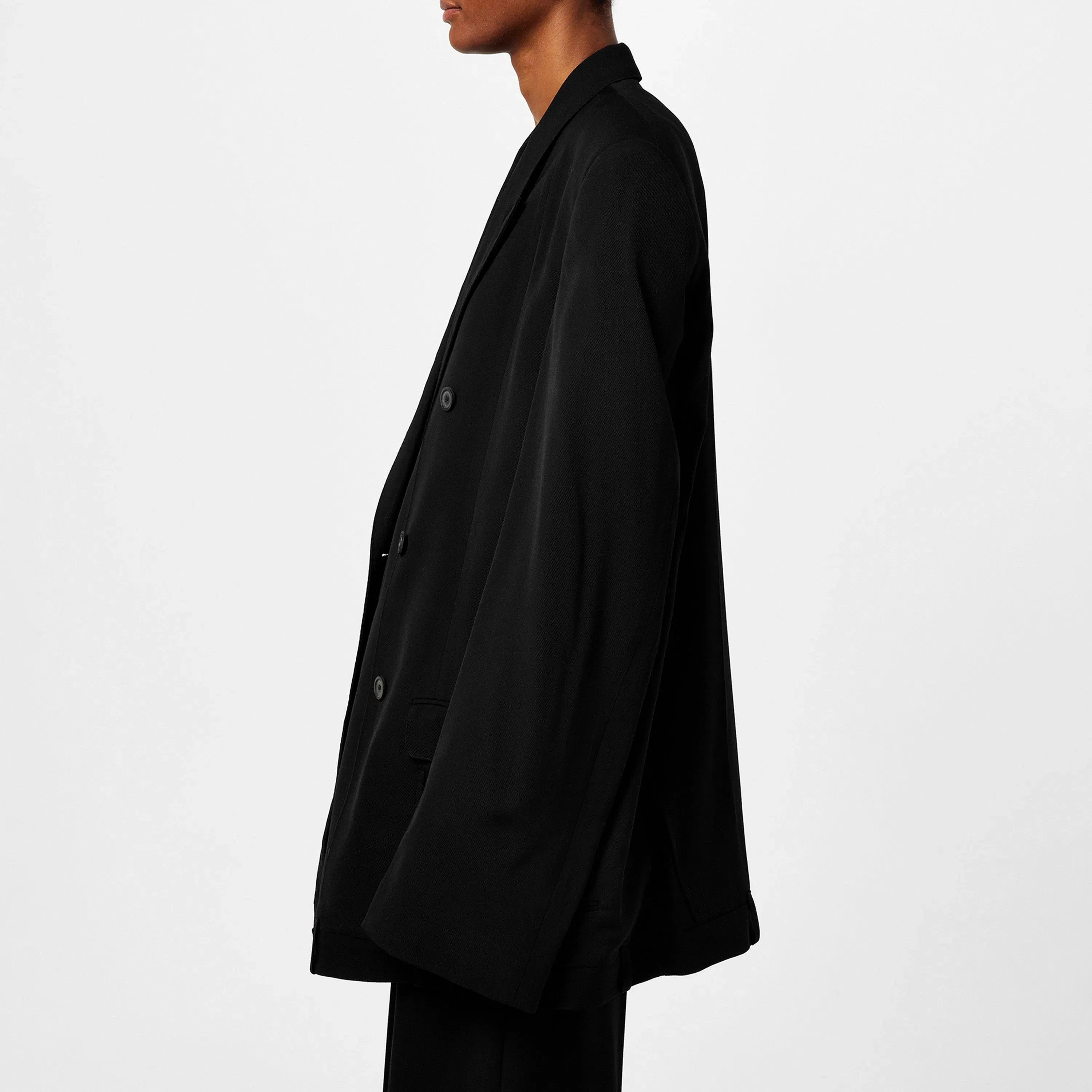 Double Breasted Wool Long Sleeve Blazer