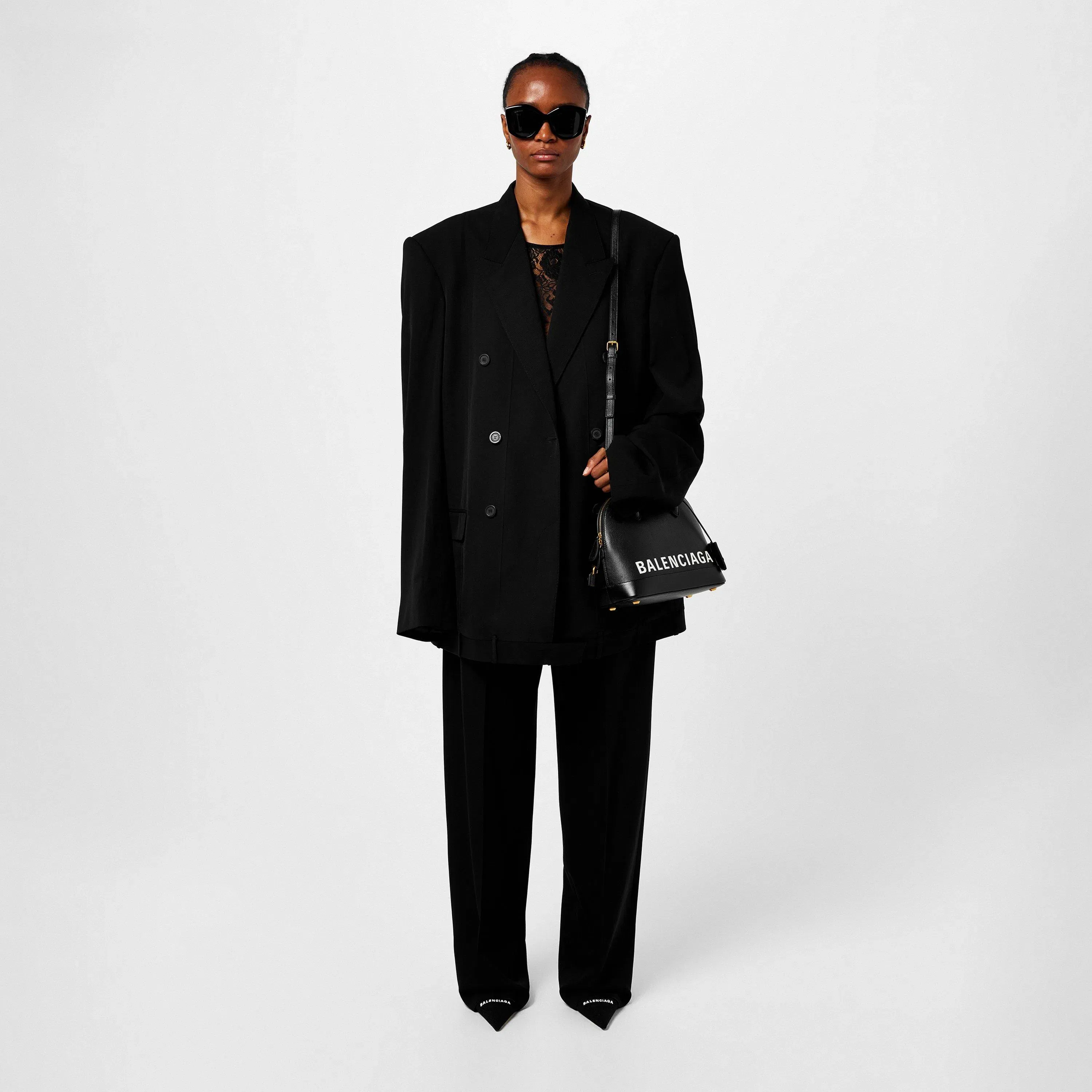 Double Breasted Wool Long Sleeve Blazer