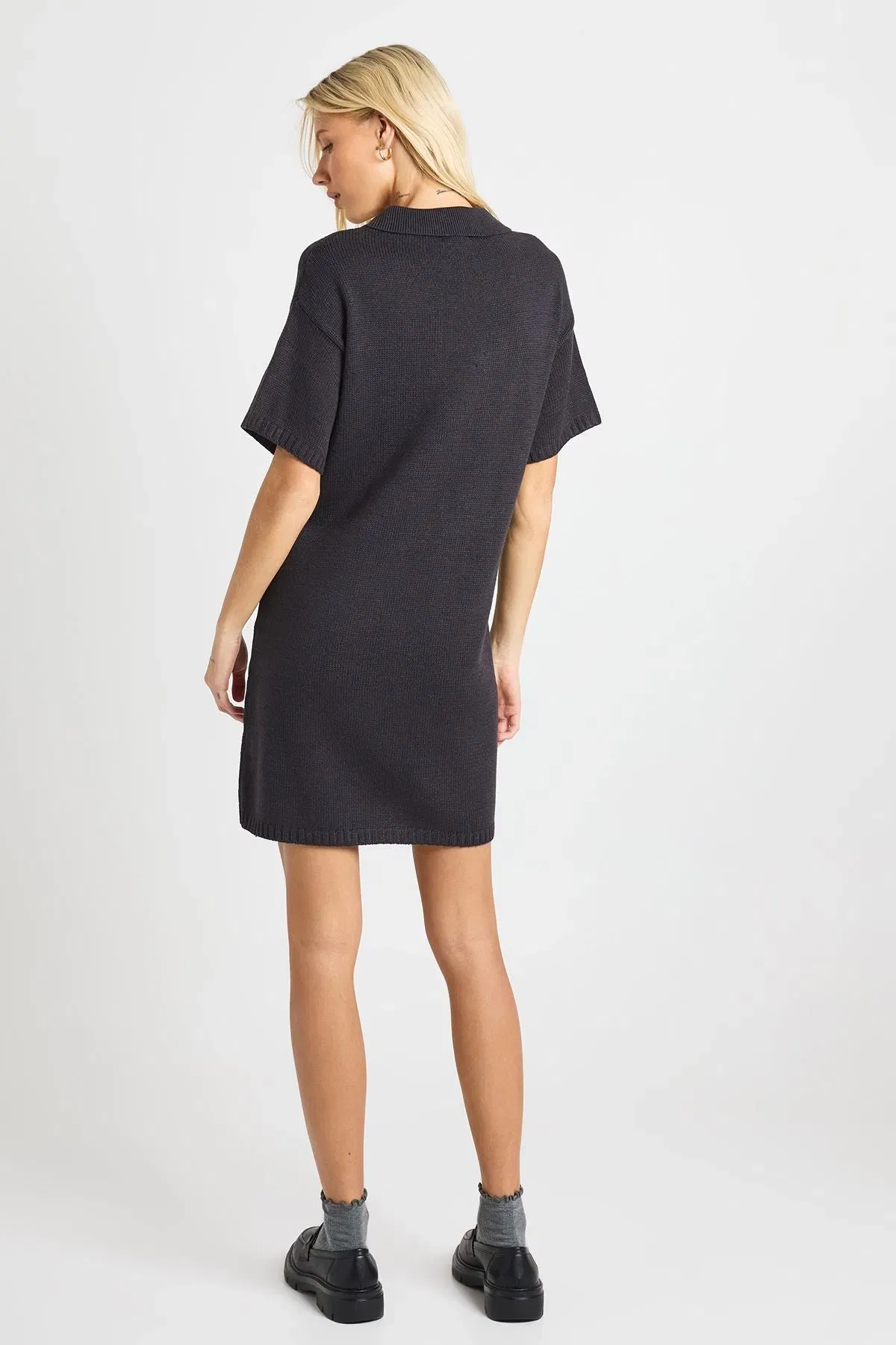 Collared Button Down Oversized Knitted Dress