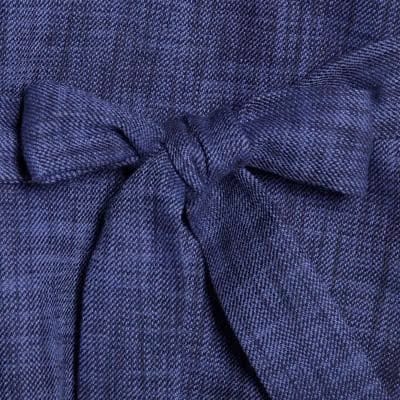 Navy Linen Look Collared Belted Top