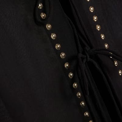 Black Stud Beach Cover Up Blouse