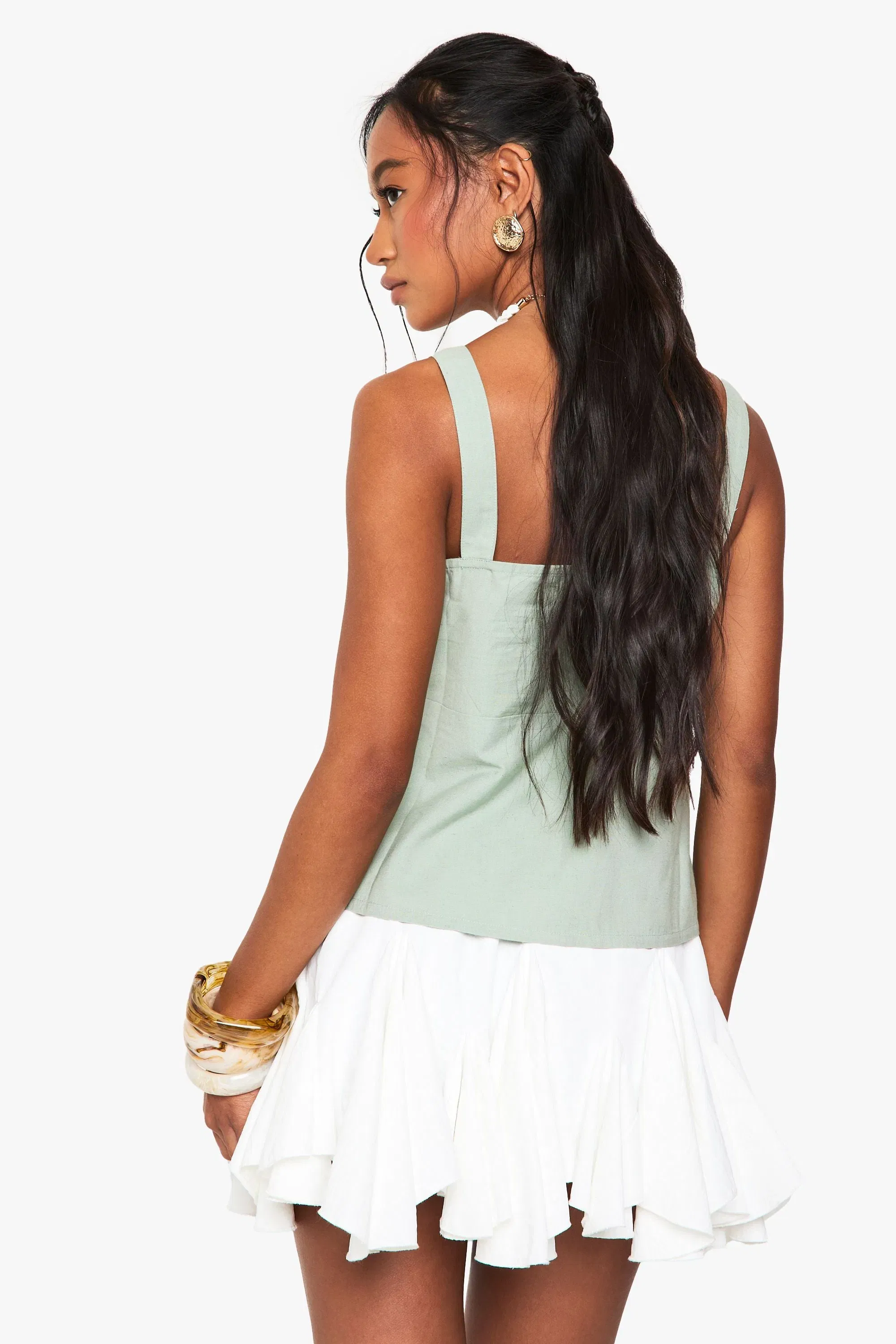 Linen Look Cropped Cami Top
