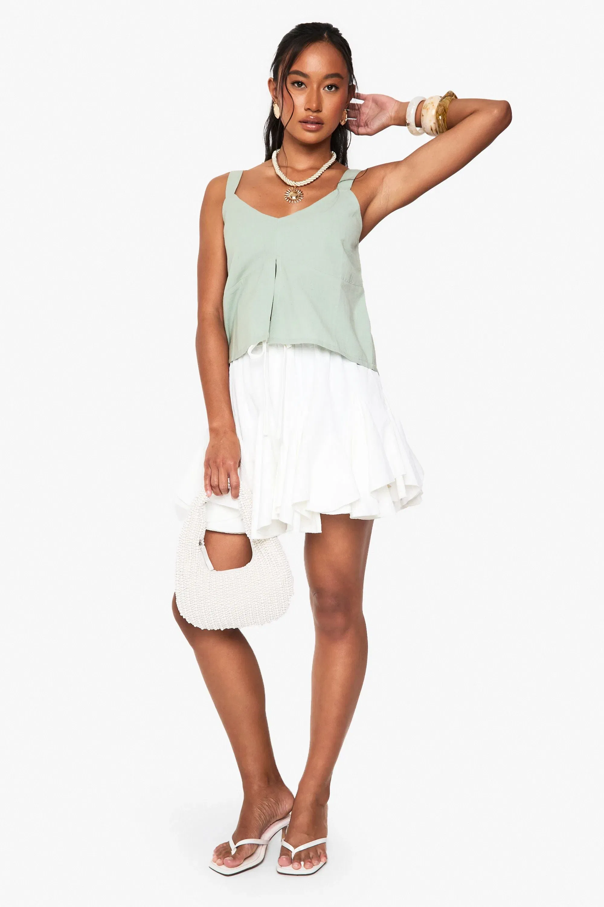 Linen Look Cropped Cami Top