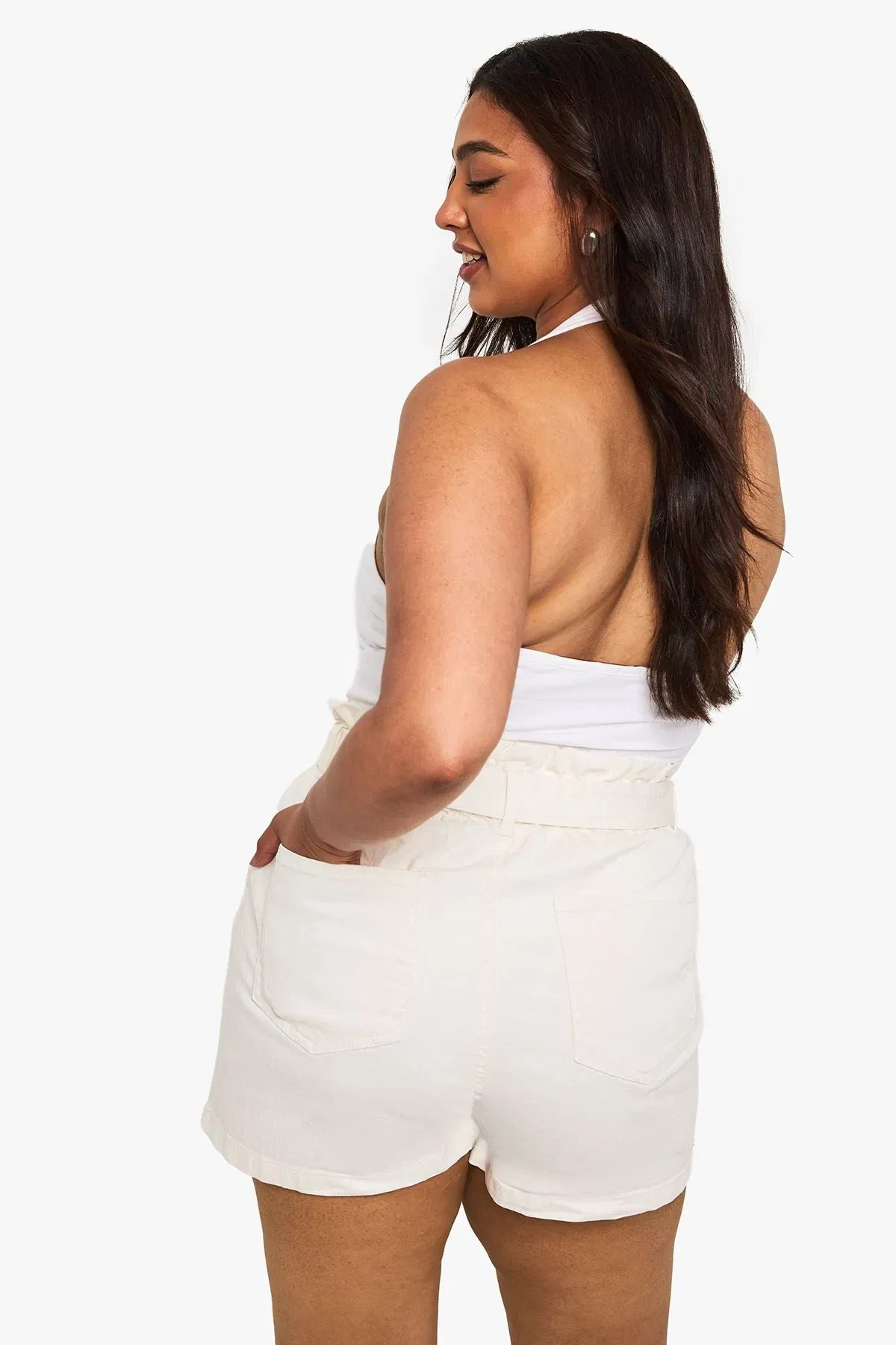 Plus Paperbag Waist Denim Short