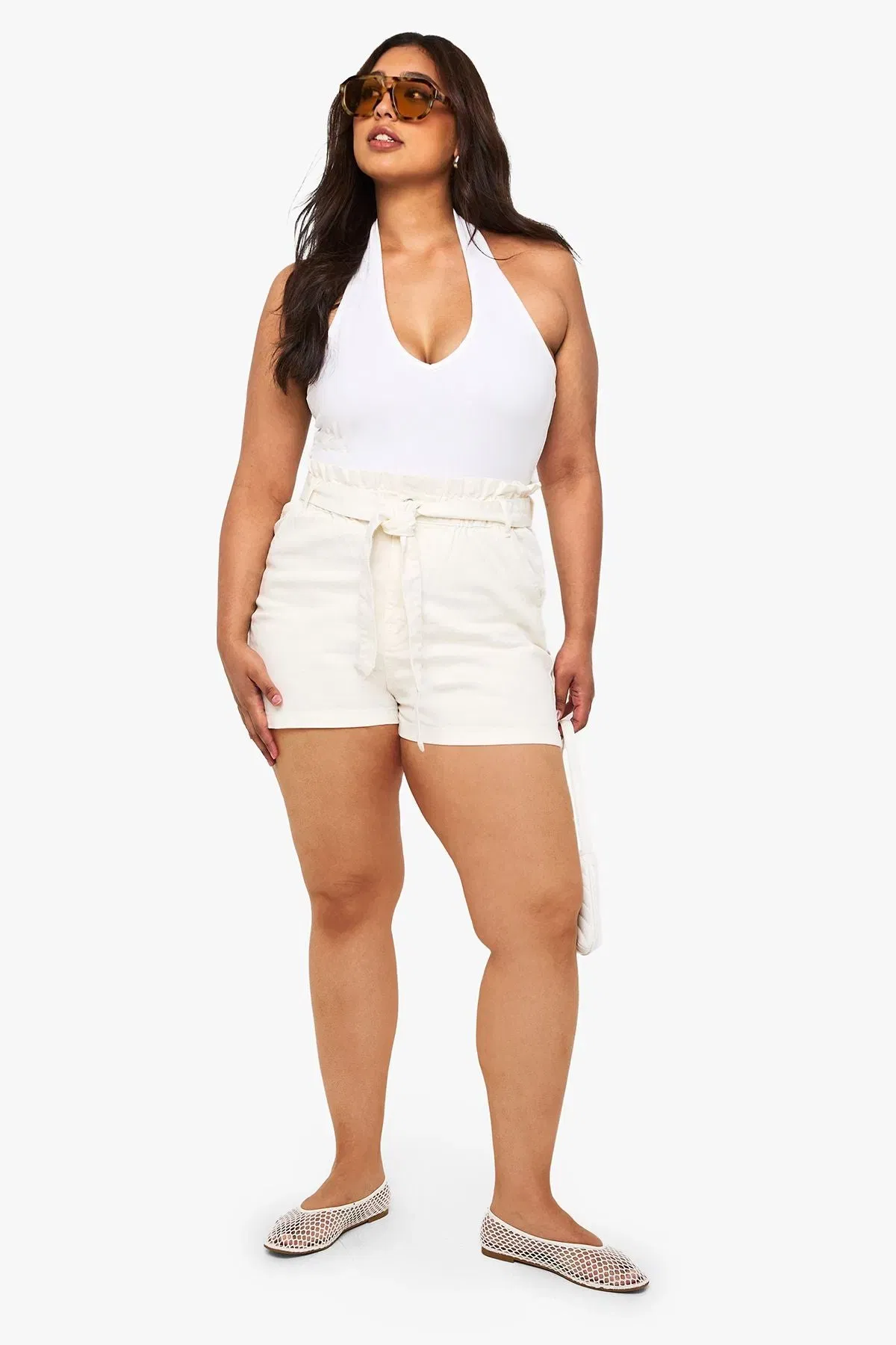 Plus Paperbag Waist Denim Short
