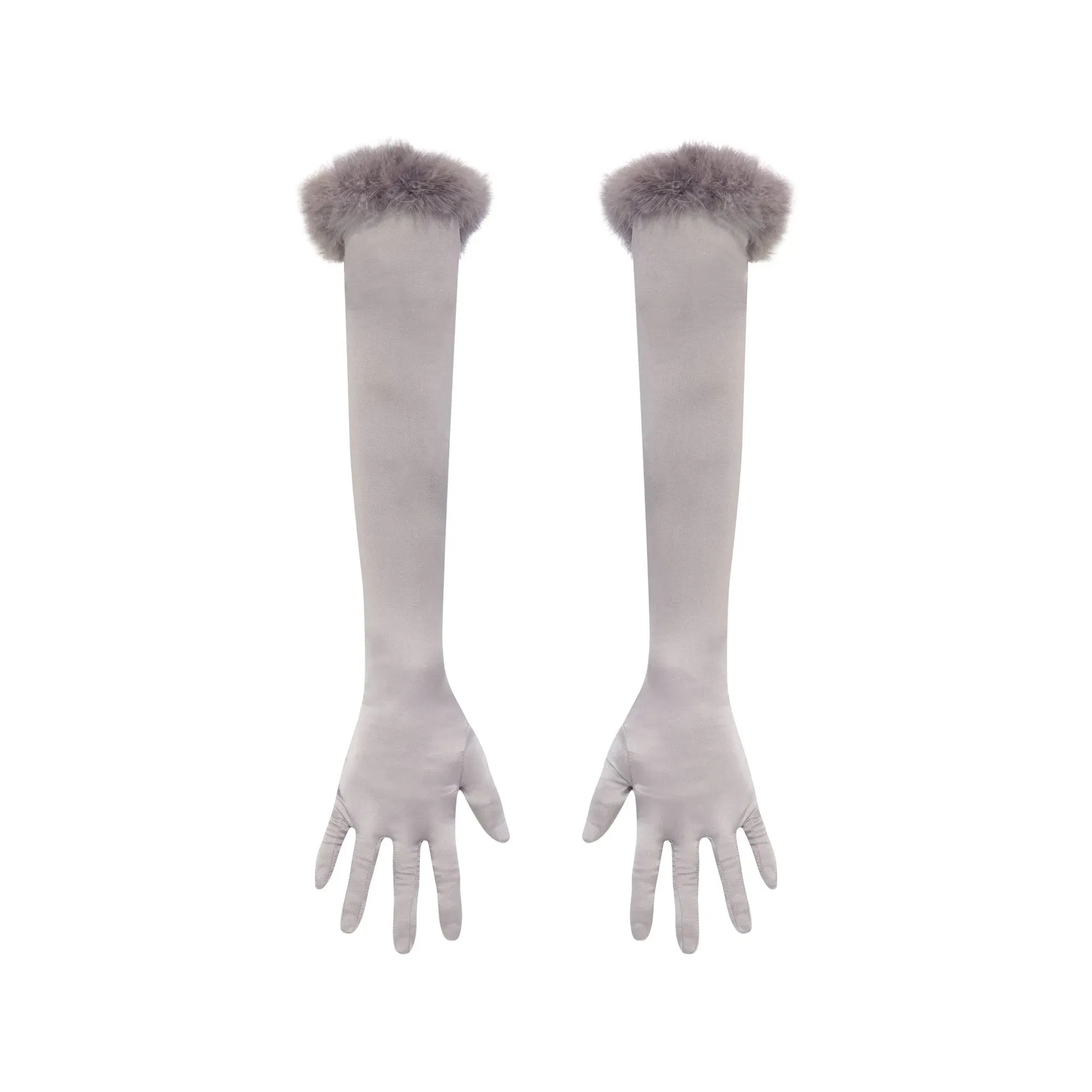 SILK FEATHER TRIM GLOVES | MIRROR