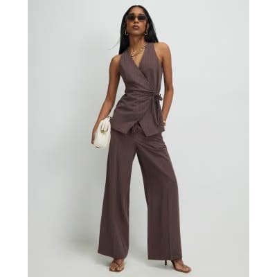 Brown Stripe Soft Tailored Trousers