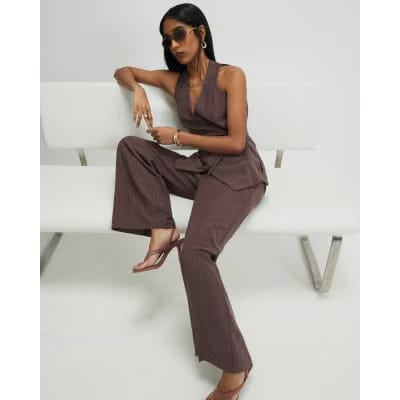 Brown Stripe Soft Tailored Trousers