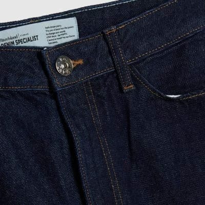 Blue Relaxed Straight Turn Up Cuff Jeans