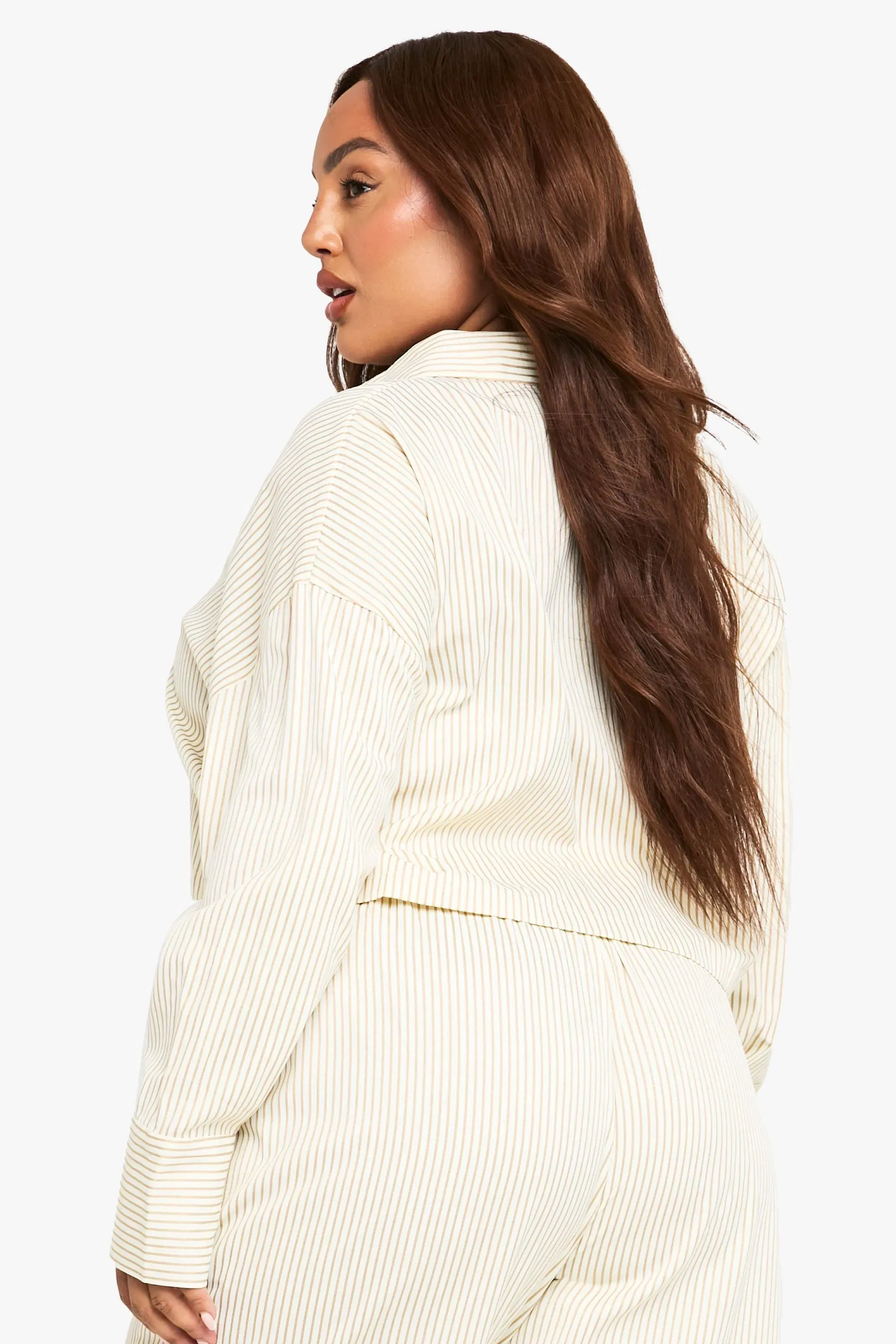 Plus Boxy Cropped Stripe Shirt