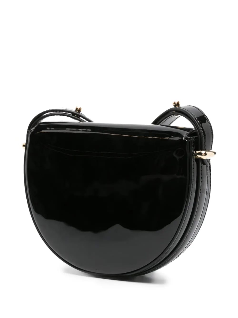 triangle-logo patent leather shoulder bag