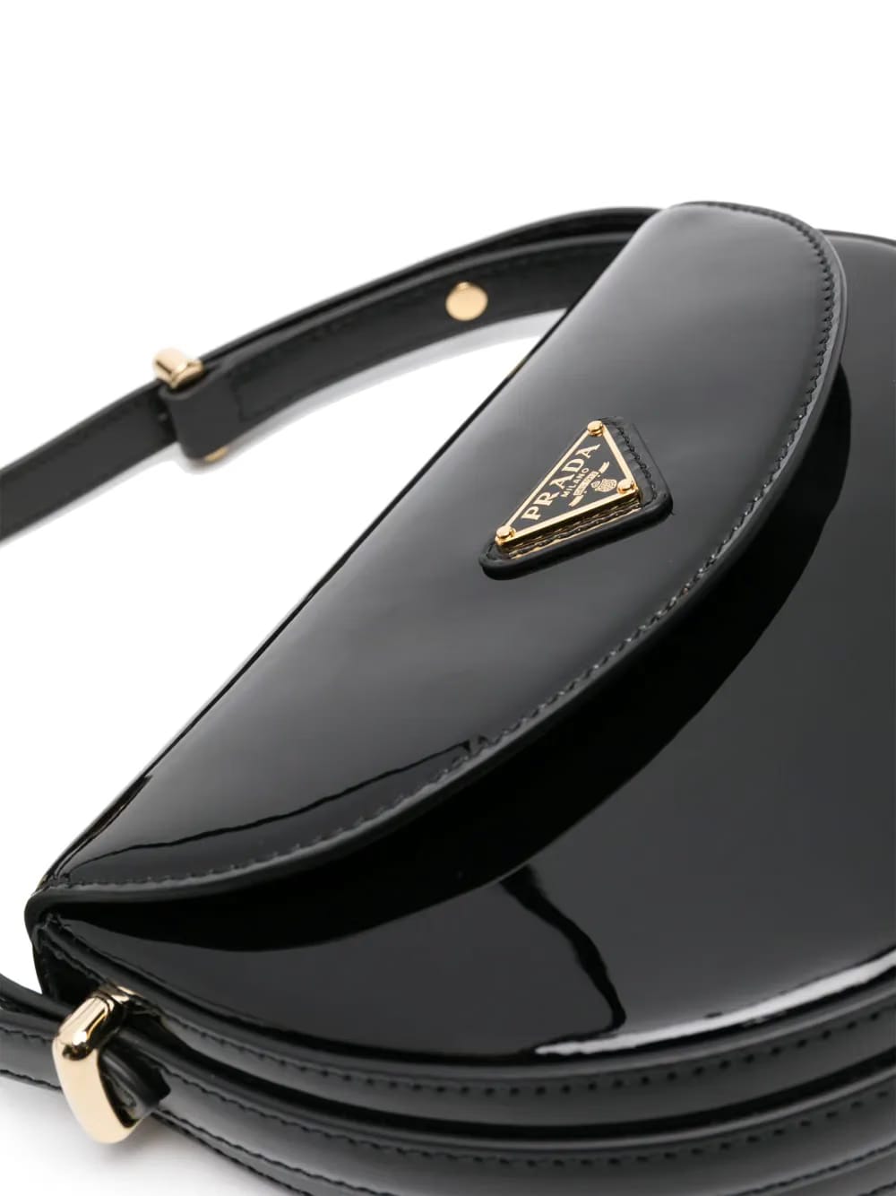 triangle-logo patent leather shoulder bag