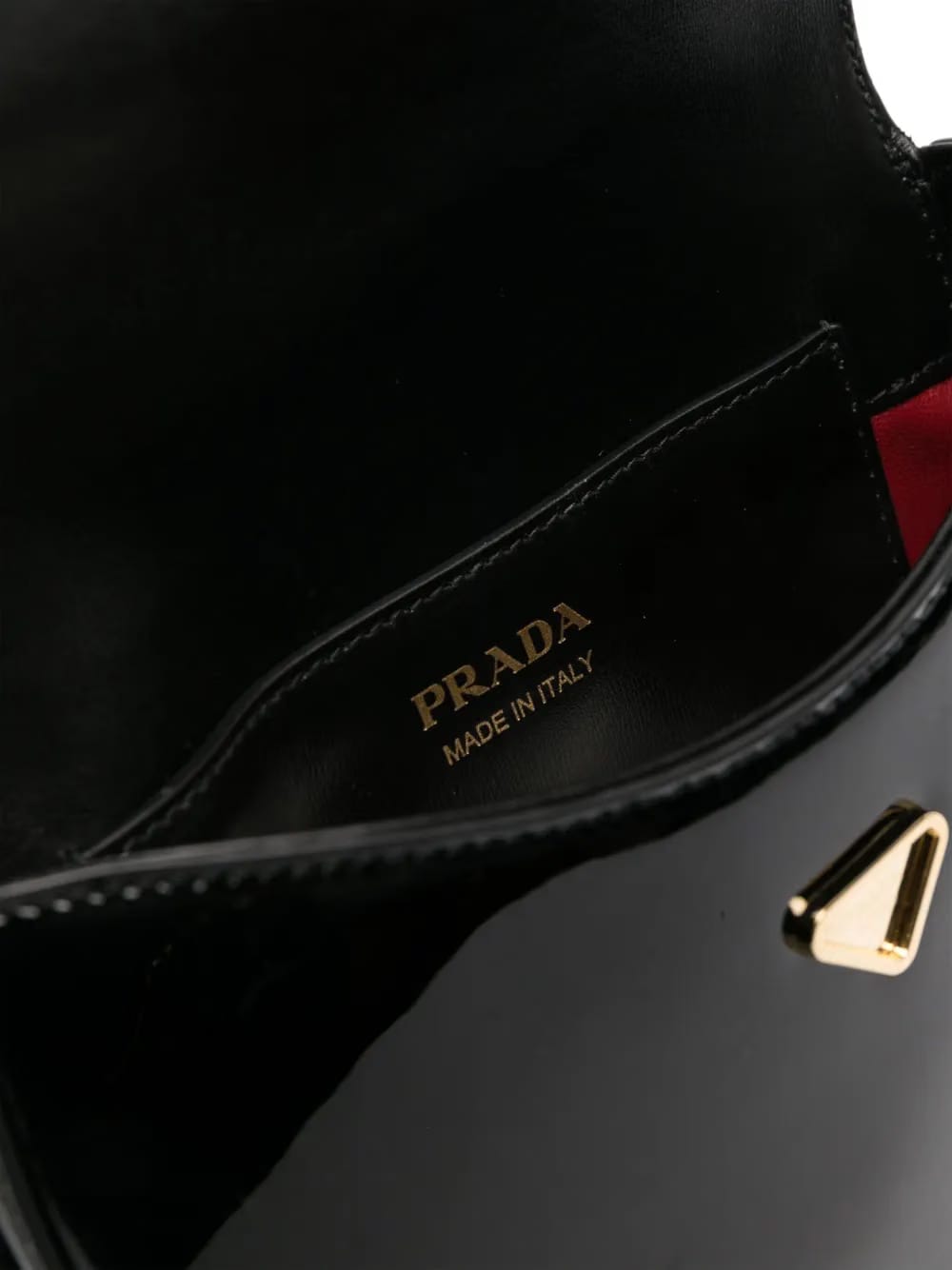 triangle-logo patent leather shoulder bag