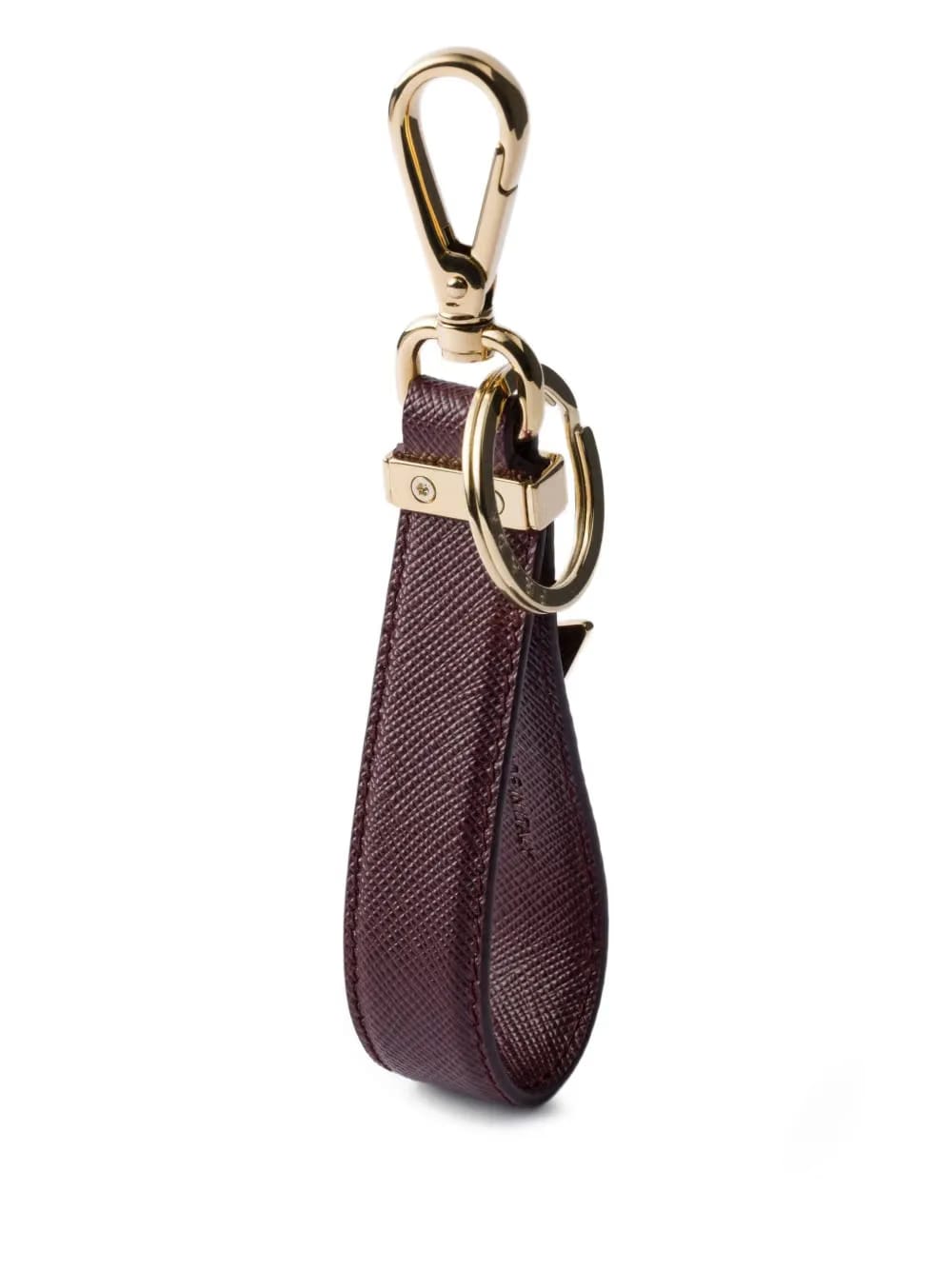 Saffiano leather triangle-logo keyring