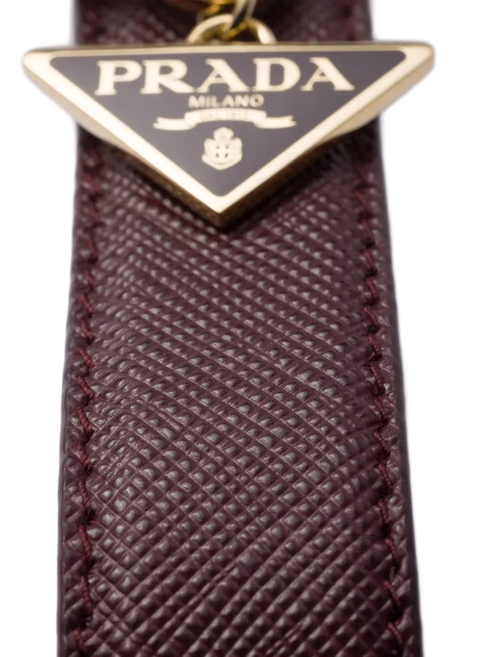 Saffiano leather triangle-logo keyring